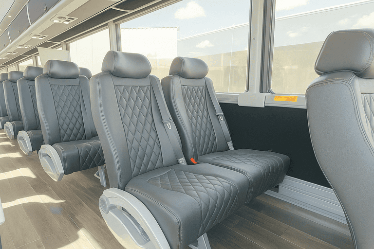 interior of Montgomery Coach Bus Service charter bus